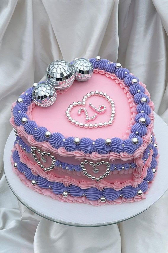 47 Buttercream Cake Ideas for Every Celebration : Pink & Purple Buttercream 26th Birthday Cake