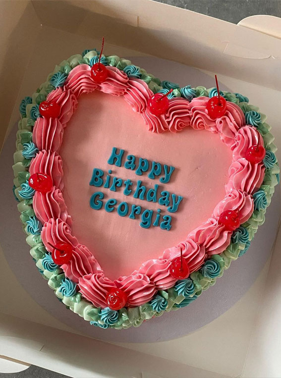 47 Buttercream Cake Ideas for Every Celebration : Cute Heart Shape Birthday Cake
