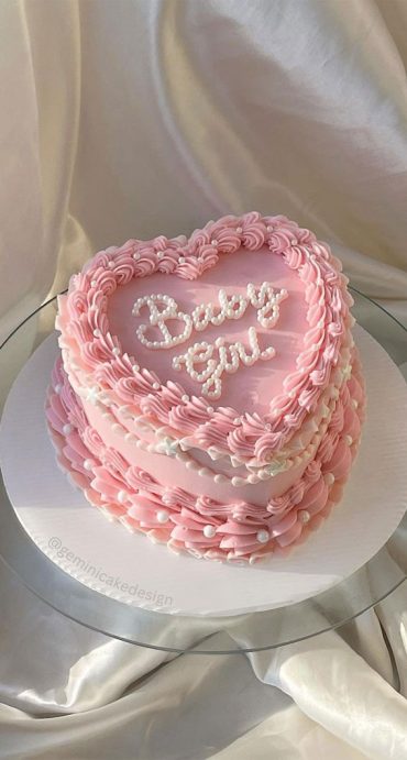 47 Buttercream Cake Ideas for Every Celebration : Baby Girl Pink Cake