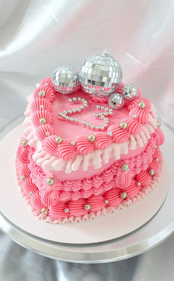 47 Buttercream Cake Ideas for Every Celebration : Pink Disco Cake for 23th Birthday