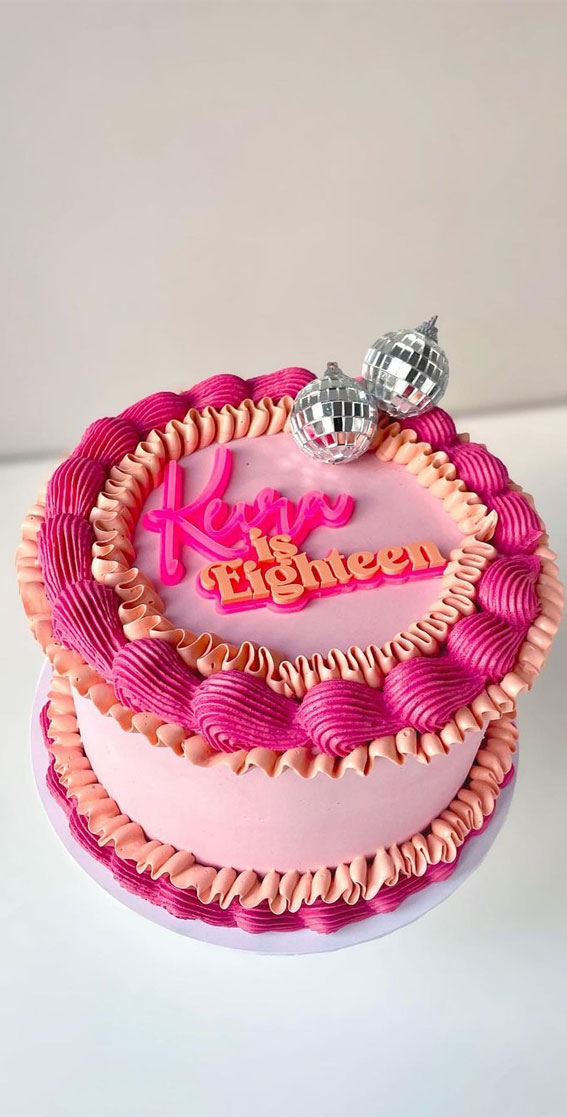 47 Buttercream Cake Ideas for Every Celebration : Peach & Pink 18th Birthday