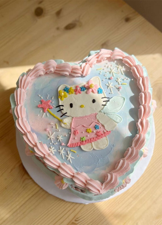 47 Buttercream Cake Ideas for Every Celebration : Hello Kitty Fairy Heart Shape Cake
