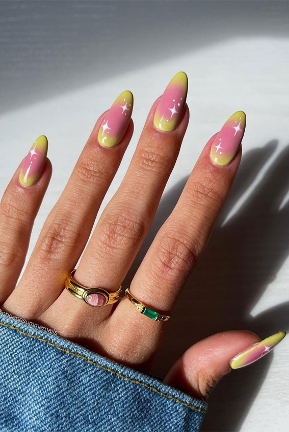 50 Rock Your Style with Trendy Nail Designs : Aura & Shiny Star Nails