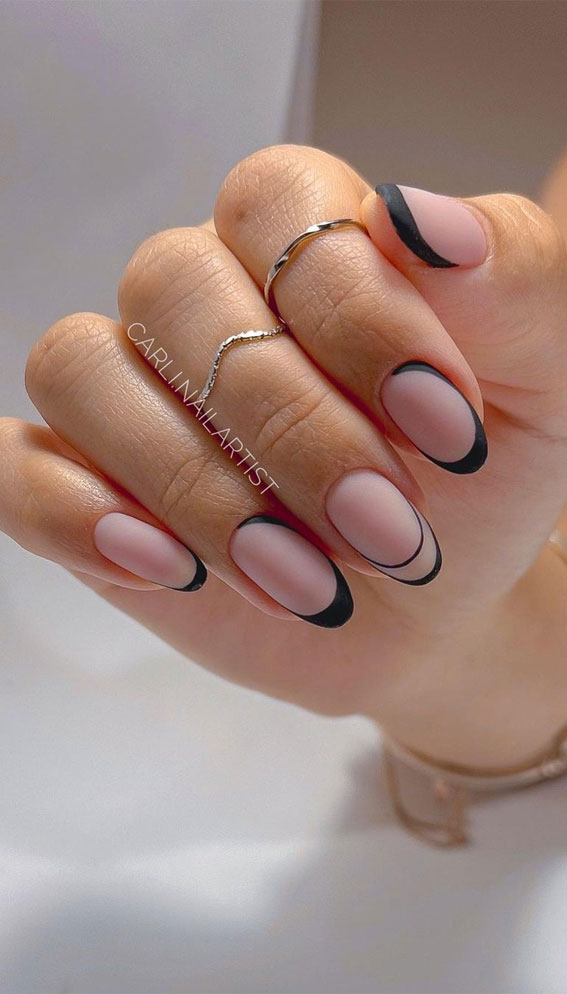 50 Rock Your Style with Trendy Nail Designs : Matte Double French Nails