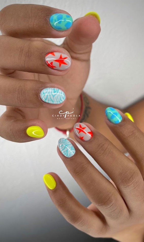 50 Rock Your Style with Trendy Nail Designs : Bright Summer Short Nails