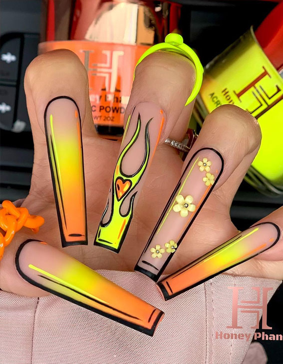 50 Rock Your Style with Trendy Nail Designs : Comic Inspired Bright Nails