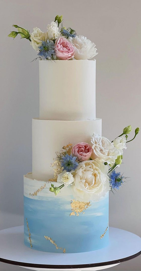 50 Romantic Wedding Cakes Love’s Sweet Symphony : 3 Tier Blue Ombre Wedding Cake
