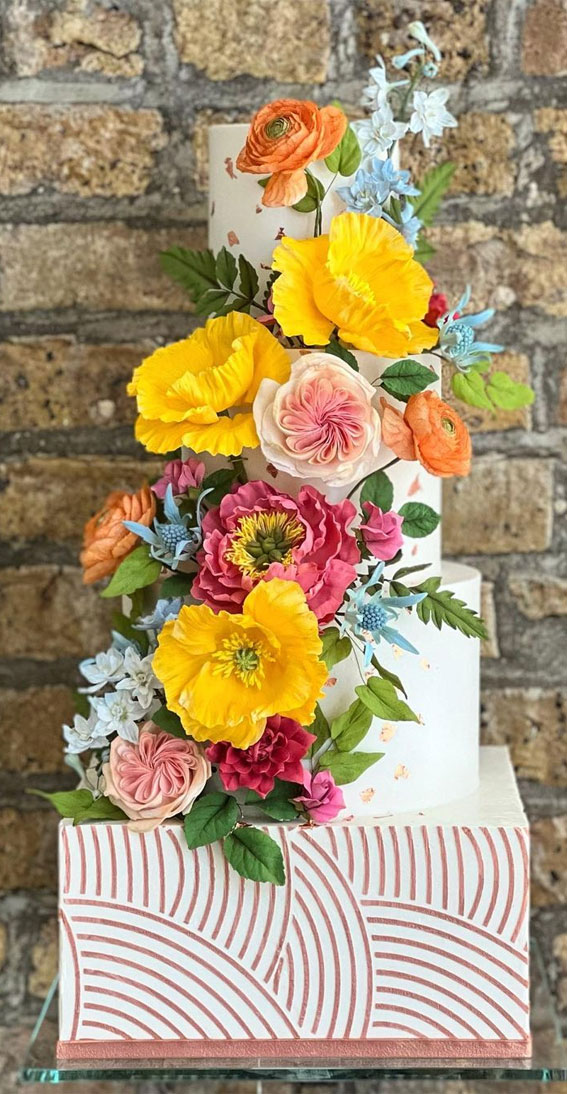 50 Romantic Wedding Cakes Love’s Sweet Symphony : Sunny Bloom Square &  Round Wedding Cake