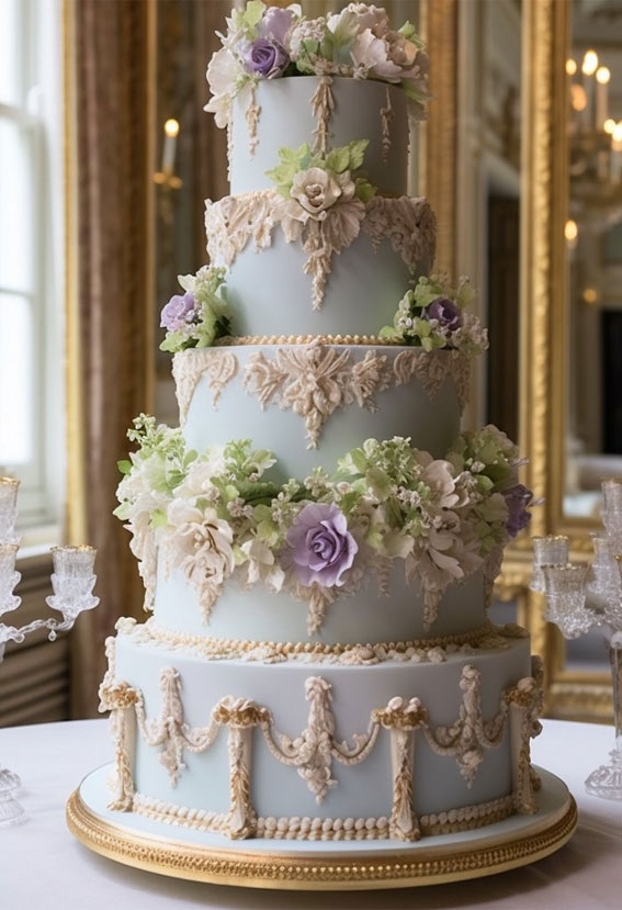 50 Romantic Wedding Cakes Love’s Sweet Symphony : Blue Luxury Wedding Cake