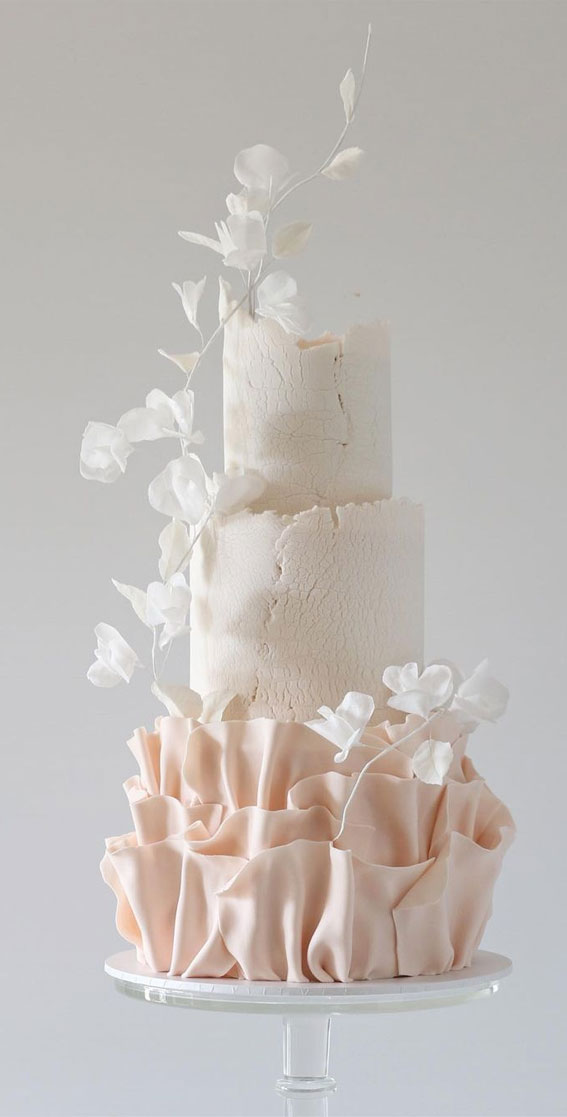 50 Romantic Wedding Cakes Love’s Sweet Symphony : Crack & Ruffle Wedding Cake