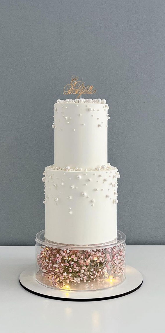50 Romantic Wedding Cakes Love’s Sweet Symphony : 2 Tier Pearl Cake