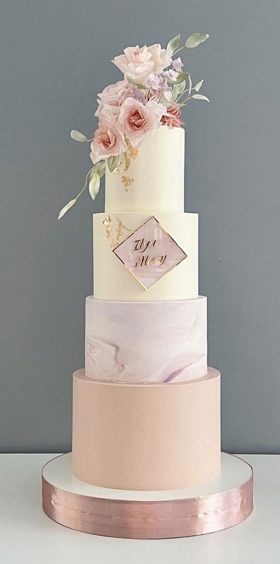 50 Romantic Wedding Cakes Love’s Sweet Symphony : 4 Tier Cake Marble Accents