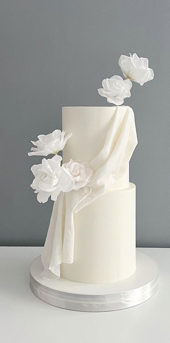 50 Romantic Wedding Cakes Love’s Sweet Symphony : 2 Tier Drape Wedding Cake