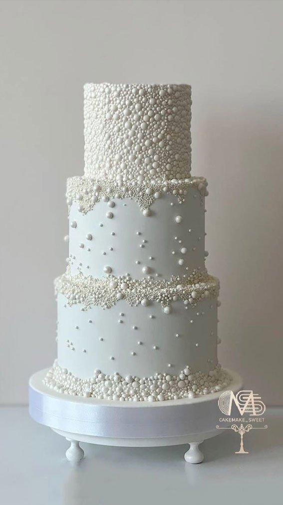 50 Romantic Wedding Cakes Love’s Sweet Symphony : Elegance 3 Tier Pearl Wedding Cake