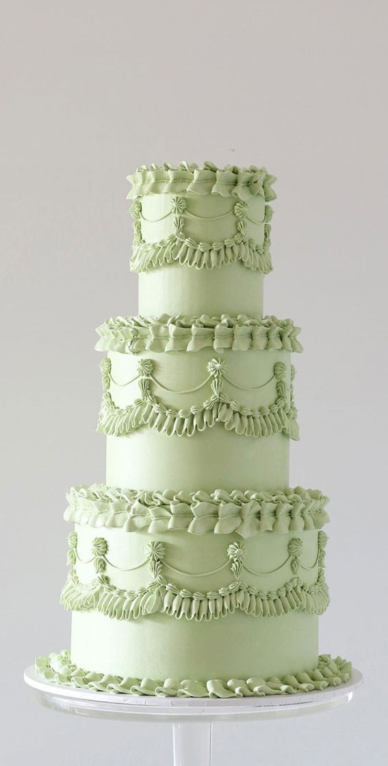 50 Romantic Wedding Cakes Love’s Sweet Symphony : Green Buttercream Wedding Cake