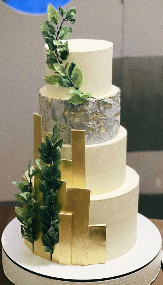 50 Romantic Wedding Cakes Love’s Sweet Symphony : 4 Tier Wedding Cake with Gold Details