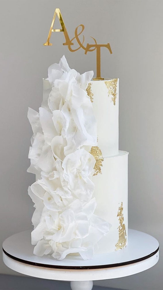 50 Romantic Wedding Cakes Love’s Sweet Symphony : Ruffle Cascading Cake