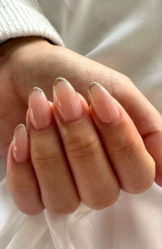 22 Gorgeous Bridal Nail Ideas for Your Big Day : Thin Glitter French Tips