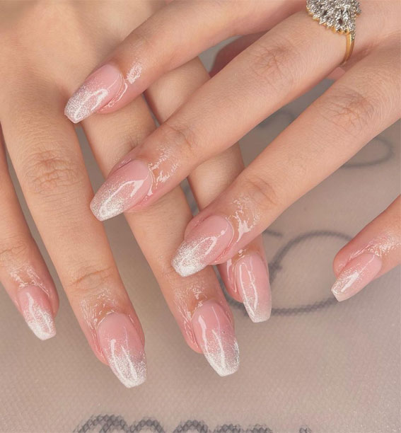 22 Gorgeous Bridal Nail Ideas for Your Big Day : Shimmery Ombre Nails