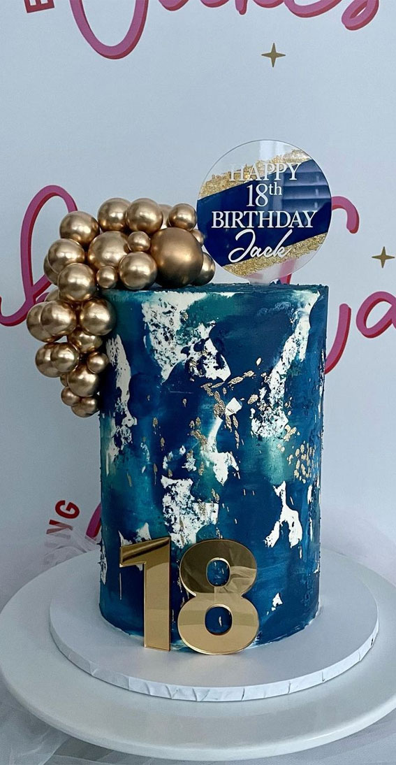 18th Birthday Cake Ideas for a Memorable Celebration : Blues and Sea Greens 18th Birthday Cake