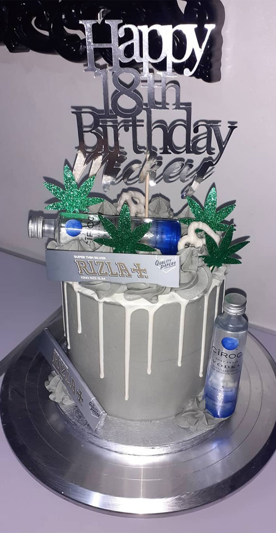 18th Birthday Cake Ideas for a Memorable Celebration : Weed & Ciroc Themed Chocolate Cake