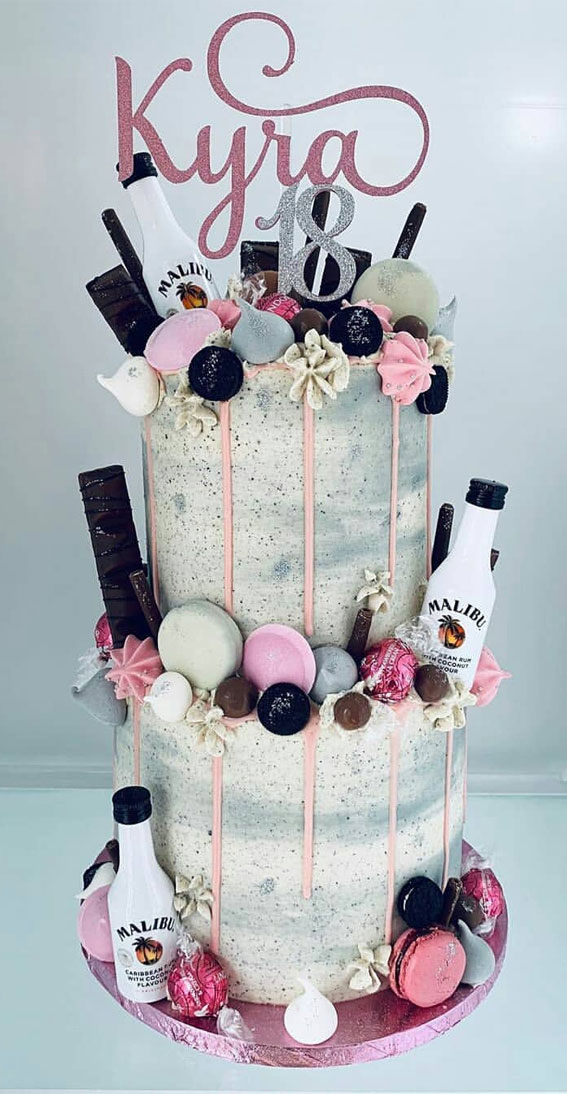 18th Birthday Cake Ideas for a Memorable Celebration : Grey Two-Tiered Cake