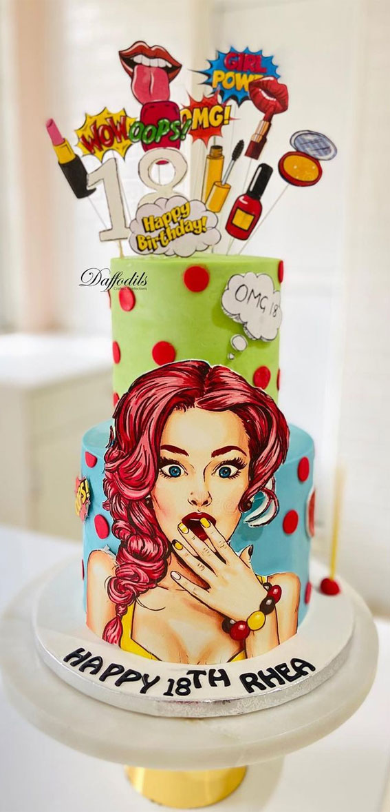18th Birthday Cake Ideas for a Memorable Celebration : Retro Pop Art Design Cake