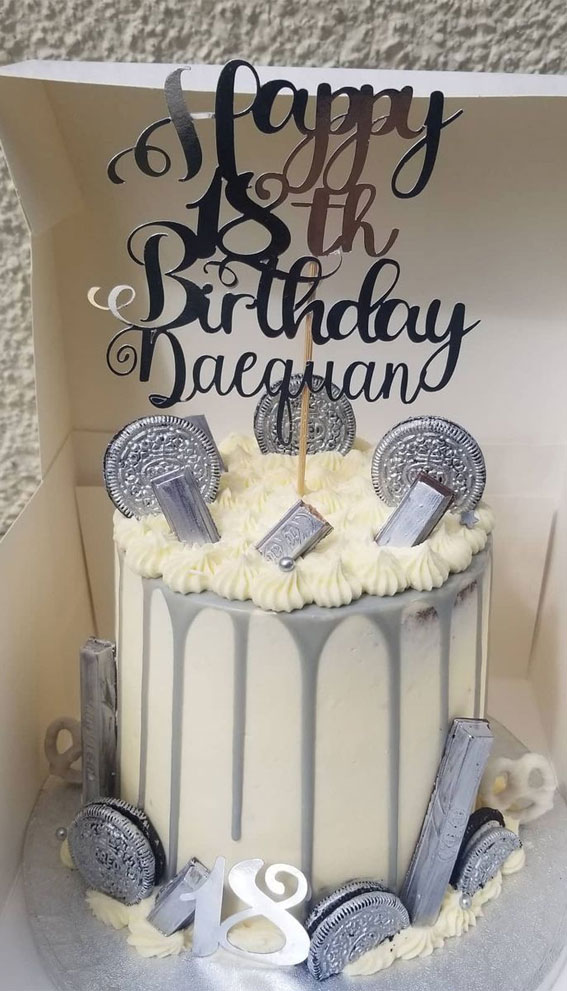 18th Birthday Cake Ideas for a Memorable Celebration : 6inch Vanilla White and Silver 18th Birthday Cake