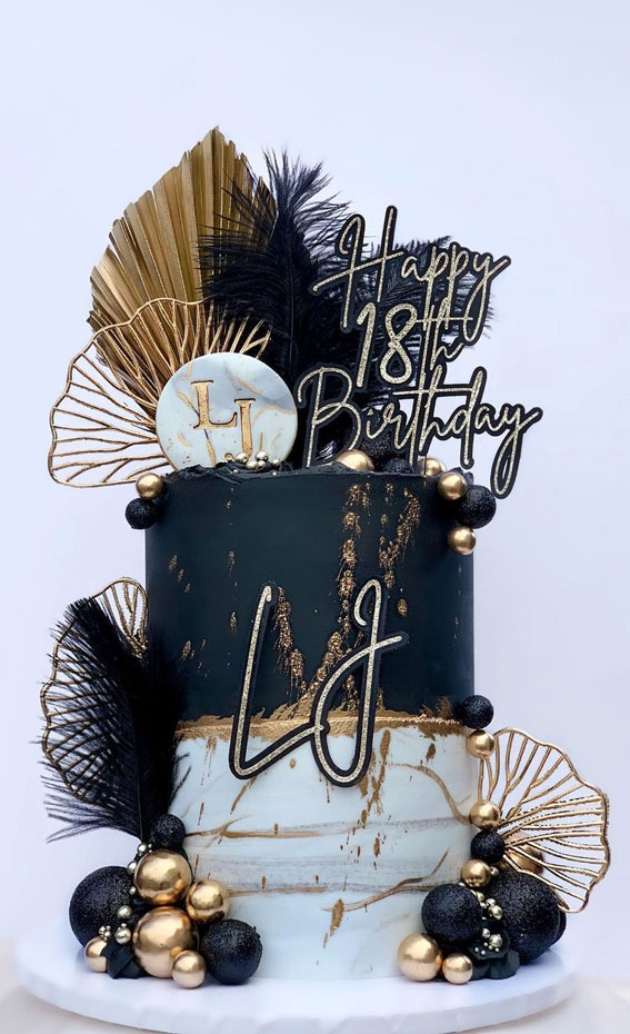 18th Birthday Cake Ideas for a Memorable Celebration : Black, Gold & Marbled
