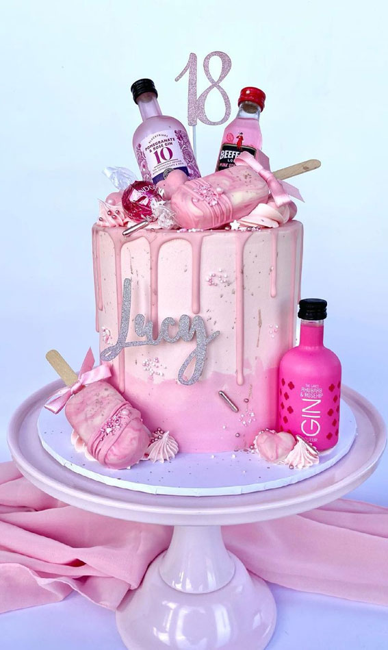 Pink Gin Cake, 18th Birthday Cake Ideas, Elegant 18th Birthday Cakes, Simple 18th Birthday Cake Designs, simple 18th birthday cake for girl, simple 18th Birthday Cake boys, 18th Birthday Cake Chocolate