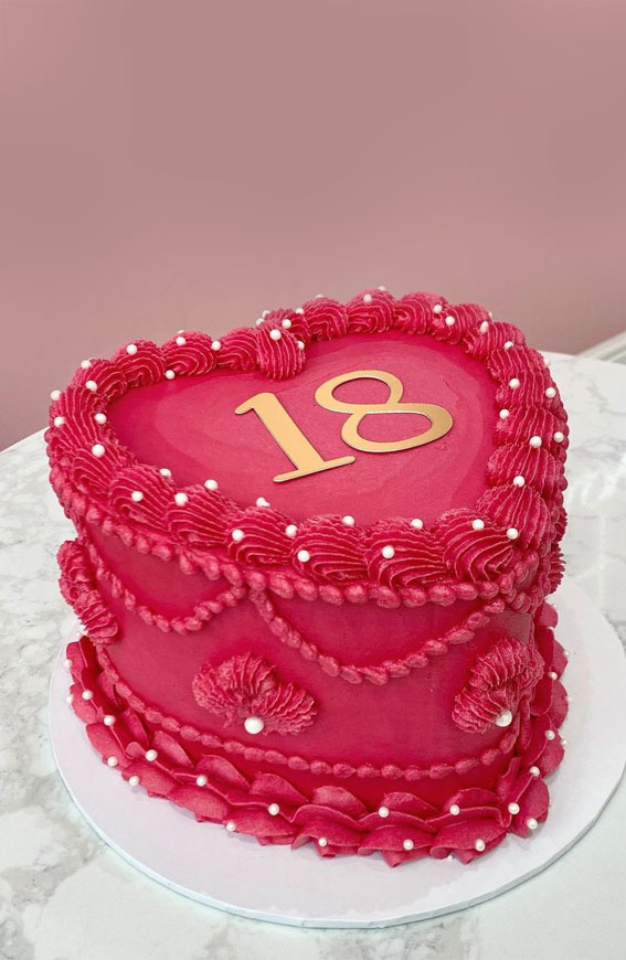 18th Birthday Cake Ideas for a Memorable Celebration : Pink Vintage Heart Cake