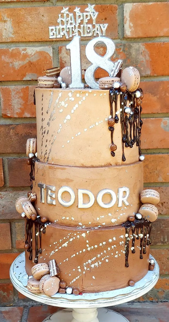 18th Birthday Cake Ideas for a Memorable Celebration : Three Tiers with Chocolate Drips