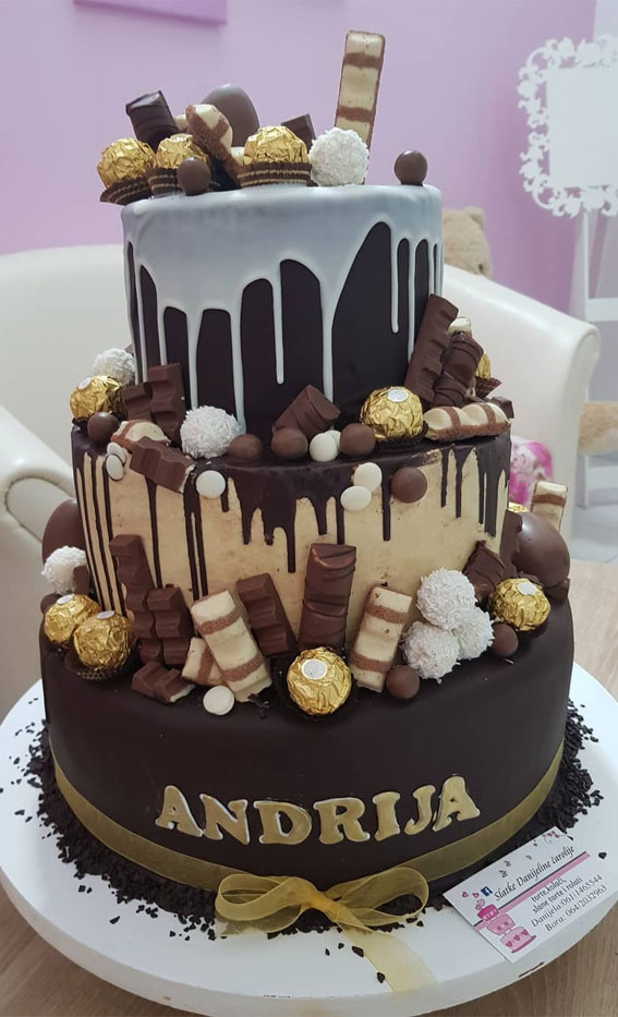 Chocolate Cake Topped with Ferrero Rochers, 18th Birthday Cake, 18th Birthday Cake Ideas, Elegant 18th Birthday Cakes, Simple 18th Birthday Cake Designs, simple 18th birthday cake for girl, simple 18th Birthday Cake boys, 18th Birthday Cake Chocolate
