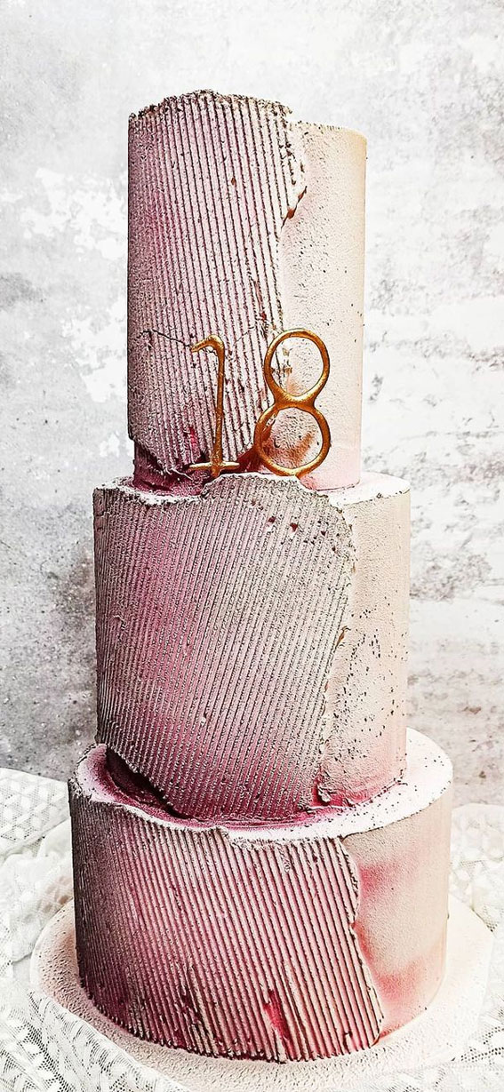 18th Birthday Cake Ideas for a Memorable Celebration : Pink Textured Three-Tiered Cake