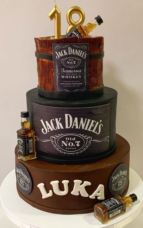 18th Birthday Cake Ideas for a Memorable Celebration : Jack Daniels Three-Tiered Cake