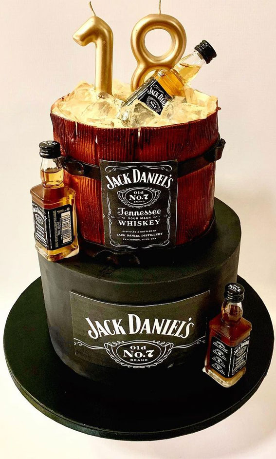 18th Birthday Cake Ideas for a Memorable Celebration : Two-Tiered Jack Daniels Cake