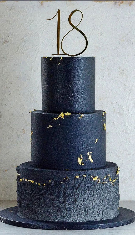 18th Birthday Cake Ideas for a Memorable Celebration : Textured Black Three Tiers