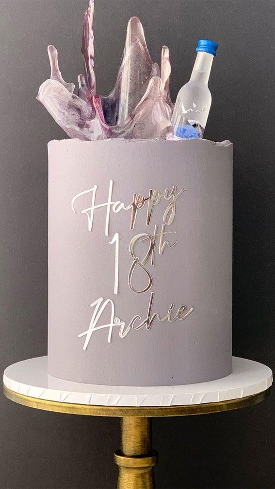 18th Birthday Cake Ideas for a Memorable Celebration : Sleek Birthday Cake Topped with Isomalt Splash