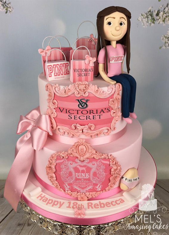 18th Birthday Cake Ideas for a Memorable Celebration : Victoria secret pink inspired 2 tiers