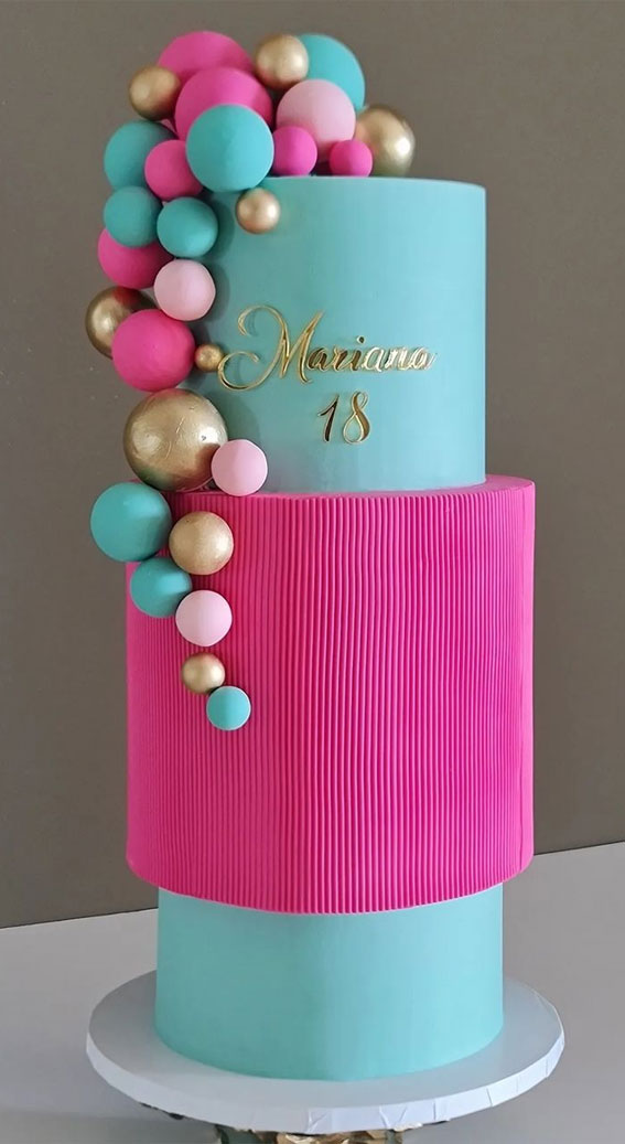 18th Birthday Cake Ideas for a Memorable Celebration : Bright Pink & Blue Cake