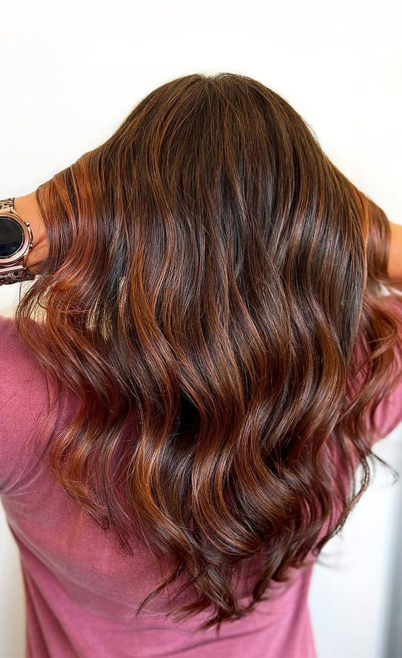 54 Trendy Hair Colour Ideas to Rock This Autumn : Copper Balayage