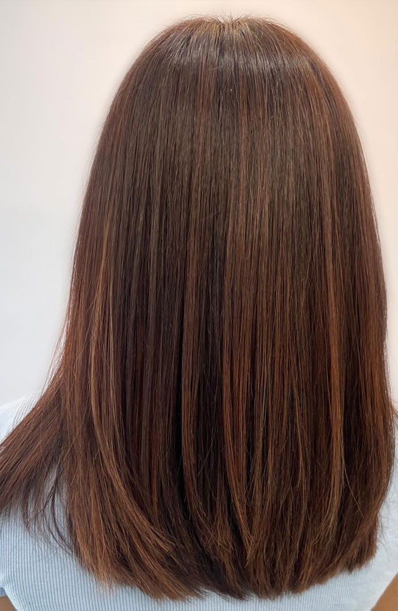 54 Trendy Hair Colour Ideas to Rock This Autumn : Warm Brown Medium Length