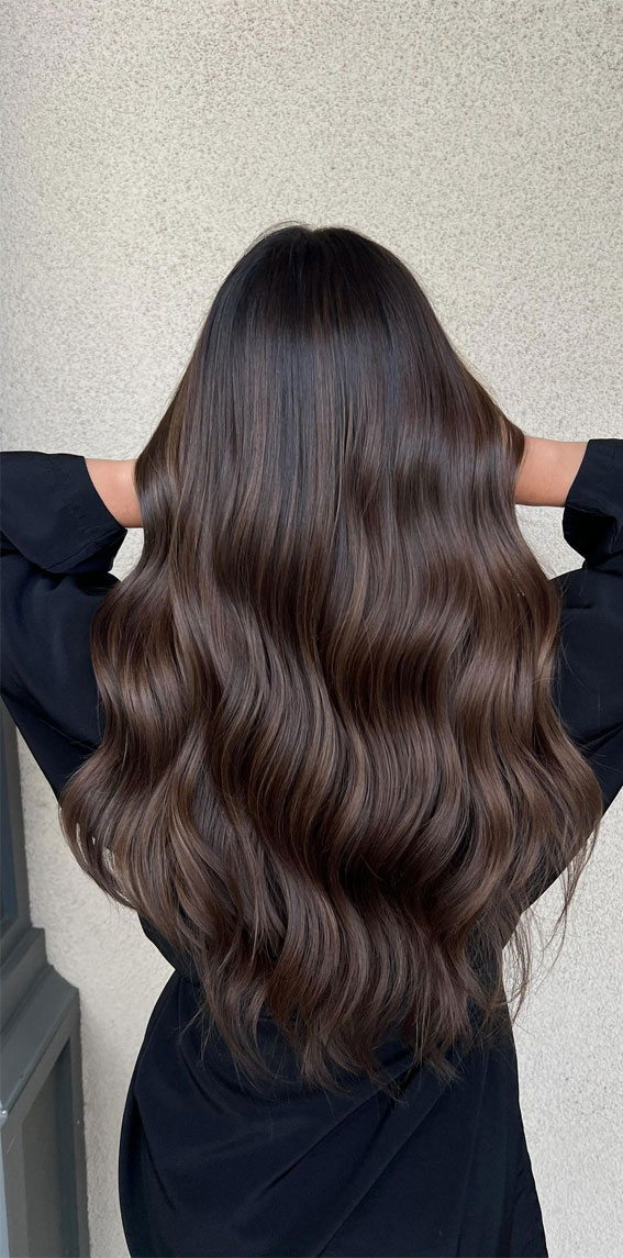 54 Trendy Hair Colour Ideas to Rock This Autumn : Silky Dark Chocolate