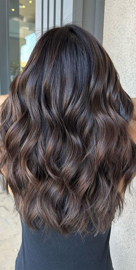 54 Trendy Hair Colour Ideas to Rock This Autumn : Grey blending + chocolate babylights