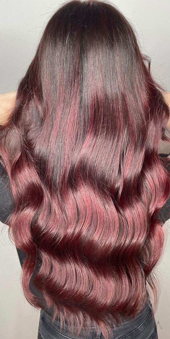 54 Trendy Hair Colour Ideas to Rock This Autumn : Ombre Plum Balayage