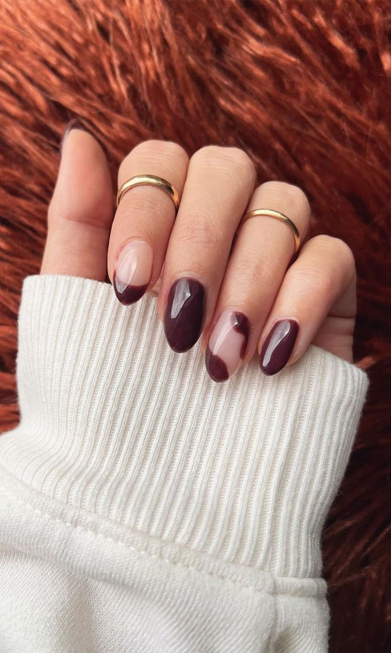 Embrace Autumn with Stunning Nail Art Ideas : Chocolate Brown Negative Space Nails