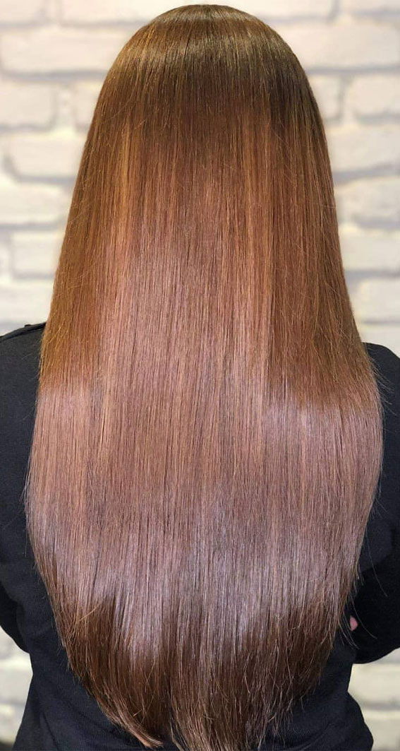 42 Stunning Autumn Hair Colour Ideas to Embrace the Season : Shiny Honey Cinnamon Hair