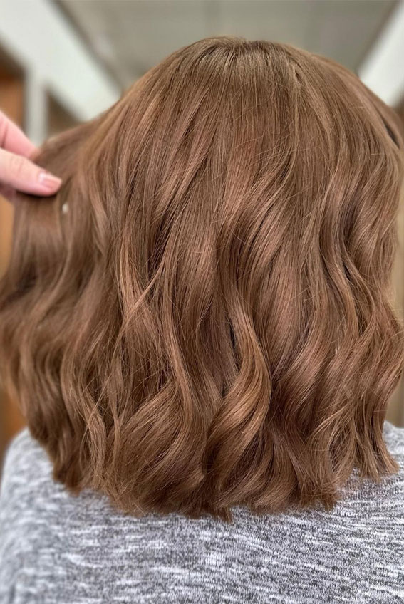 42 Stunning Autumn Hair Colour Ideas to Embrace the Season : Peanut Butter Lob Hairstyle