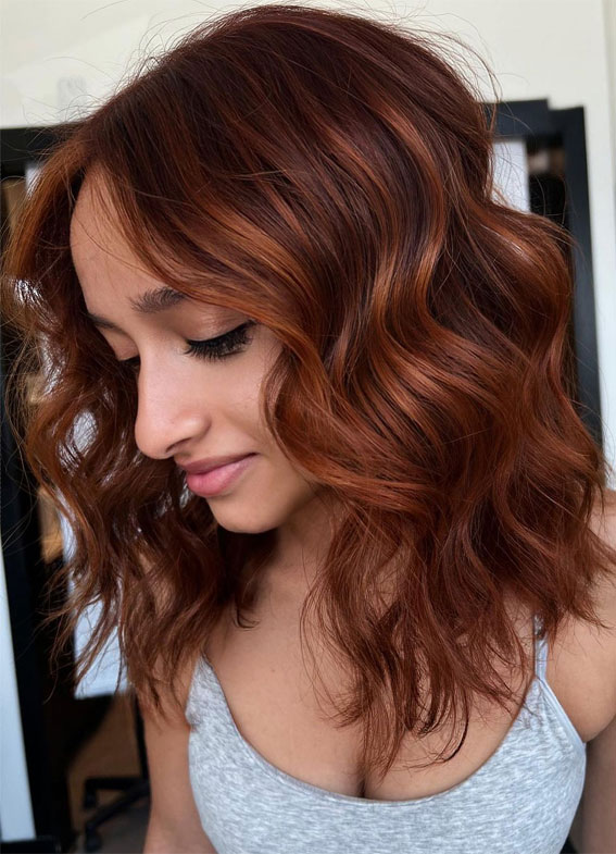 Warm and Inviting Fall Hair Colour Inspirations : Copper Balayage Pumpkin Spice