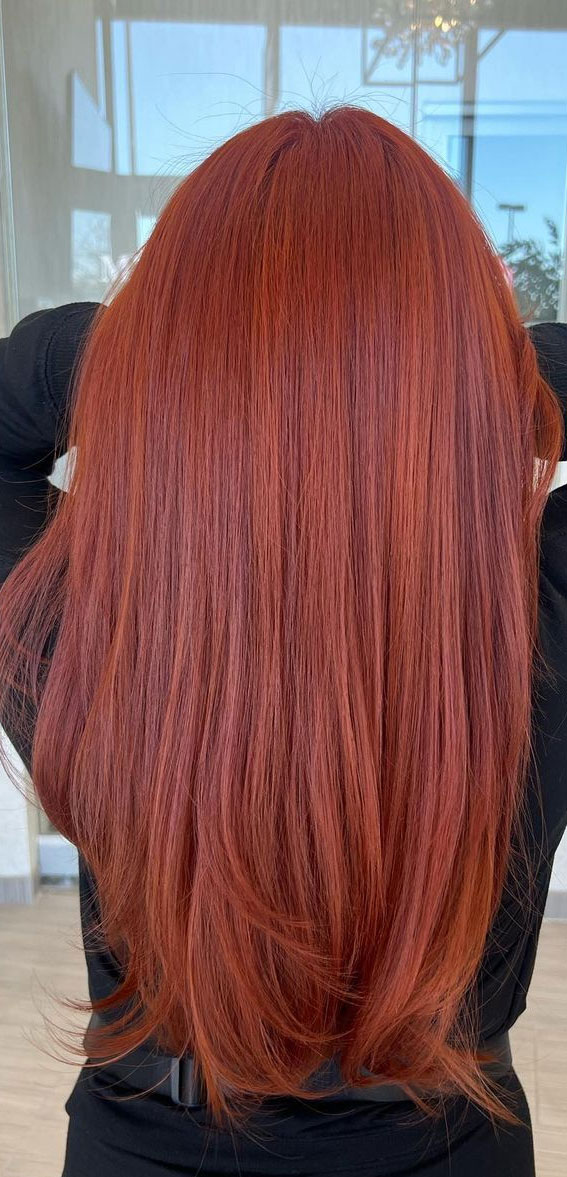 Warm and Inviting Fall Hair Colour Inspirations : Copper Red Glam